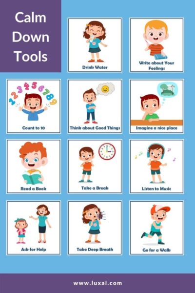 Calm down tools for practicing emotion regulation