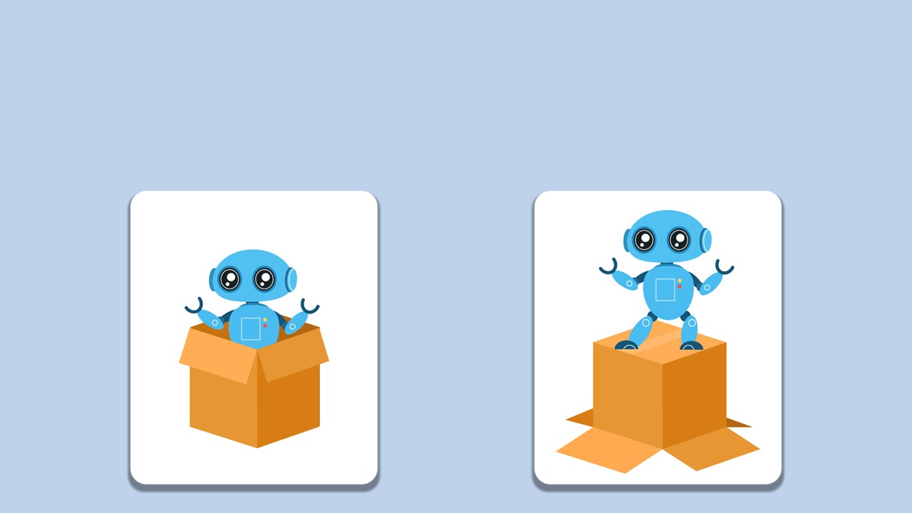 Step 1 _ Robot asks: which robot is in the box? 